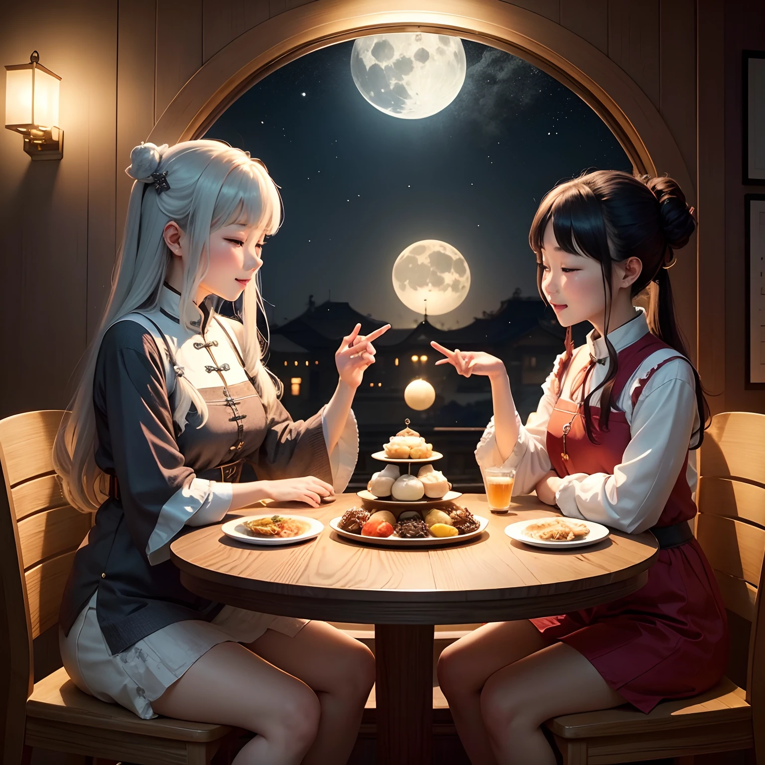 Mid-Autumn Night,The moon is empty,Silver shines all over the earth。The family is reunited,Laughter continues。The table is full of delicacies,Mouthwatering。Look up at the bright moon,My heart is full of good wishes and hopes for the future。At the moment,Whether it's moon viewing or enjoying food,It's an incredibly pleasant experience。