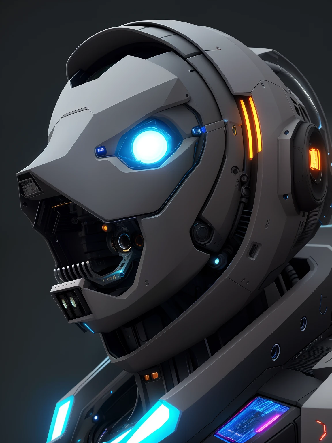 Close-up of a futuristic machine with a large engine, hard surface concept art, Houdini - hard surface, Portrait of a cyberpunk machine, hard surface character pinterest, Cyberpunk machine, hard surface 3 d, symetry! futuristic robotic, Cyber Mech, Futuristic robot body, 8 K high detail concept art, zbrush hard surface, mech body