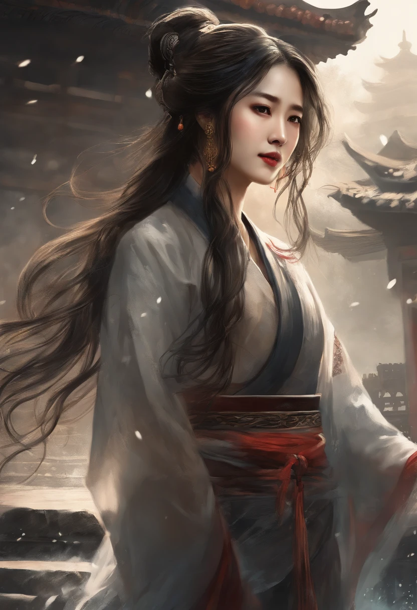 dramatic angle,(fluttered detailed ink splashs), (illustration),(((1 girl))),(long hair),(rain:0.6),(expressionless ,hair ornament:1.4),there is an ancient palace beside the girl,chinese clothes,(focus on), color Ink wash painting,(ink splashing),color splashing,((colorful)),[sketch], Masterpiece,best quality, beautifully painted,highly detailed,(denoising:0.7),[splash ink],yin yang, (the most beautiful art in the world:1.2)