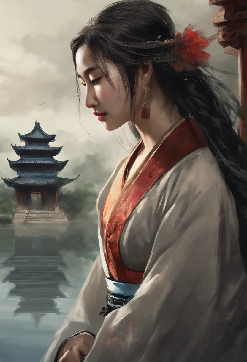 dramatic angle,(fluttered detailed ink splashs), (illustration),(((1 girl))),(long hair),(rain:0.6),(expressionless ,hair ornament:1.4),there is an ancient palace beside the girl,chinese clothes,(focus on), color Ink wash painting,(ink splashing),color splashing,((colorful)),[sketch], Masterpiece,best quality, beautifully painted,highly detailed,(denoising:0.7),[splash ink],yin yang, (the most beautiful art in the world:1.2)