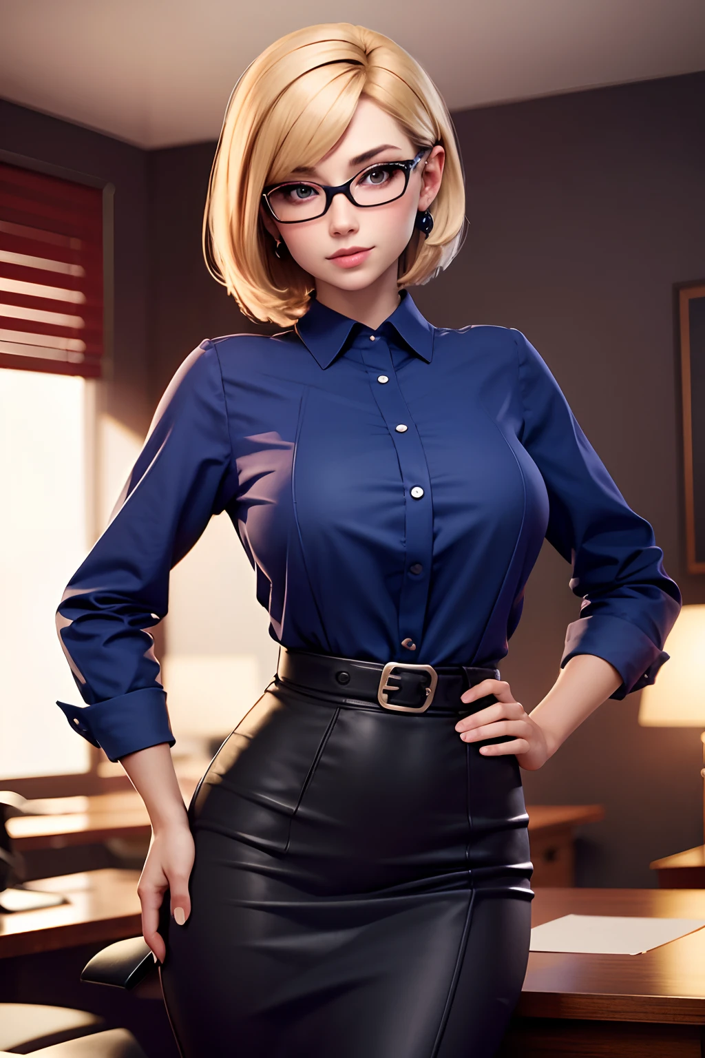 secretaria, alemana, rubia, pelo corto, sexy