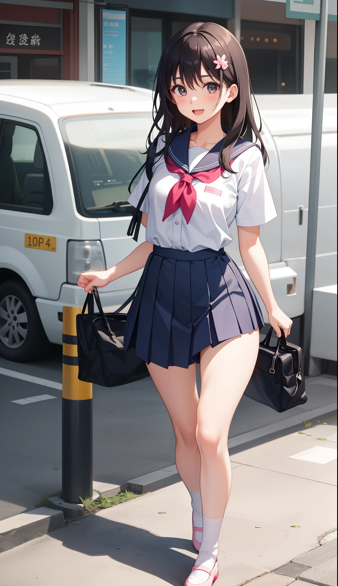 (((comic for adults magazine's cover, large title, many heading))), (a woman showing off her panties and pubic-hair), open legs, angle from below, (drooping eyes, round face), realistic skin, various-pattern-shirt and skirt and panties and hoodie, sneakers, downtown alley, smile, earrings,