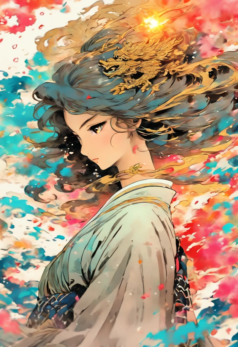 dramatic angle,(fluttered detailed ink splashs), (illustration),(((1 girl))),(long hair),(rain:0.6),(expressionless ,hair ornament:1.4),there is an ancient palace beside the girl,chinese clothes,(focus on), color Ink wash painting,(ink splashing),color splashing,((colorful)),[sketch], Masterpiece,best quality, beautifully painted,highly detailed,(denoising:0.7),[splash ink],yin yang, (the most beautiful art in the world:1.2)