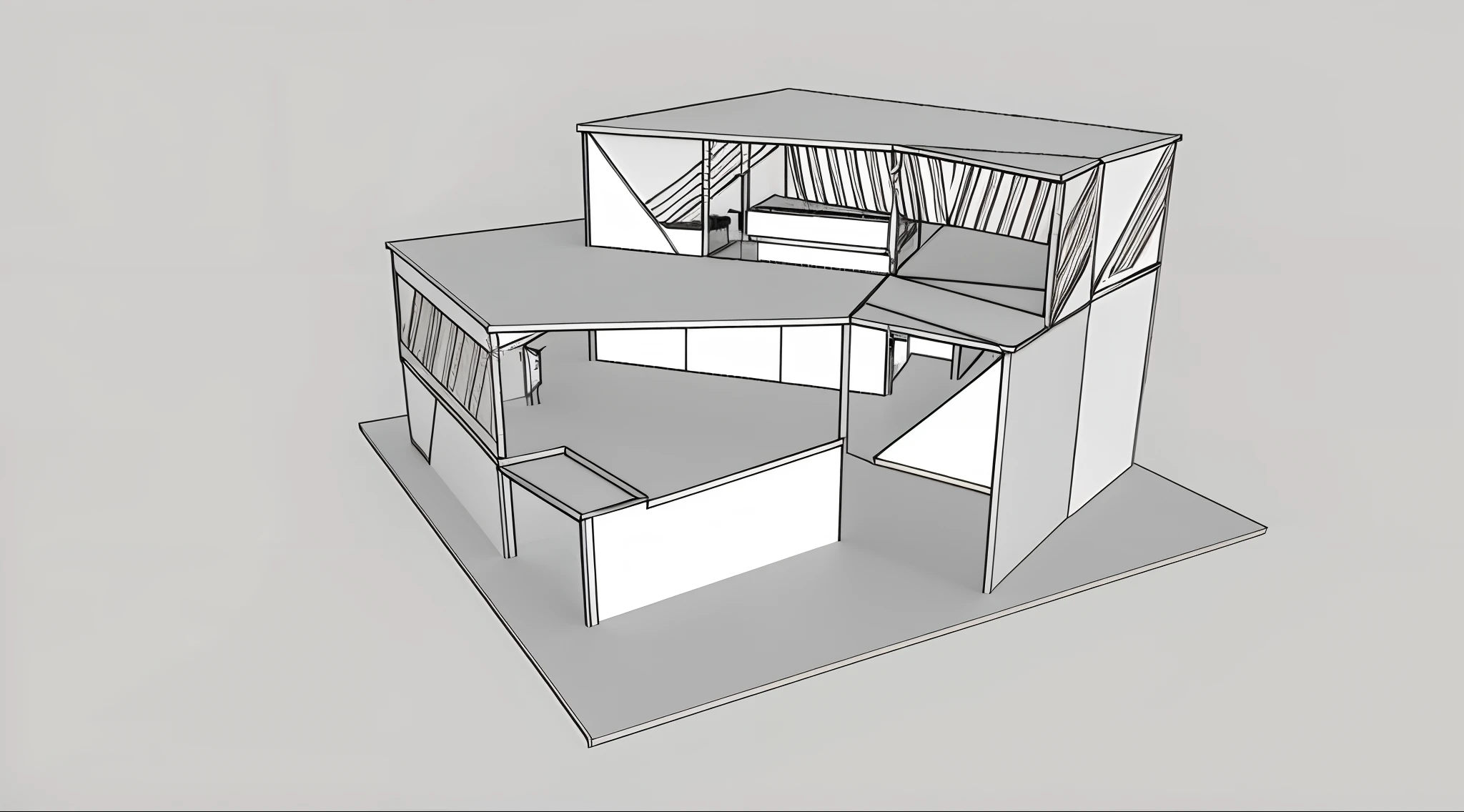 Sketch - up, architectural concepts, concept house, conceptual drawing, 3 d perspective, architecture concept, isometric view from behind, 3/4 view realistic, rendered 3d model, Perspective view, iso-distance view!!!!, concept model, architectural concepts, 3 - d render, casa completa, 3d concept