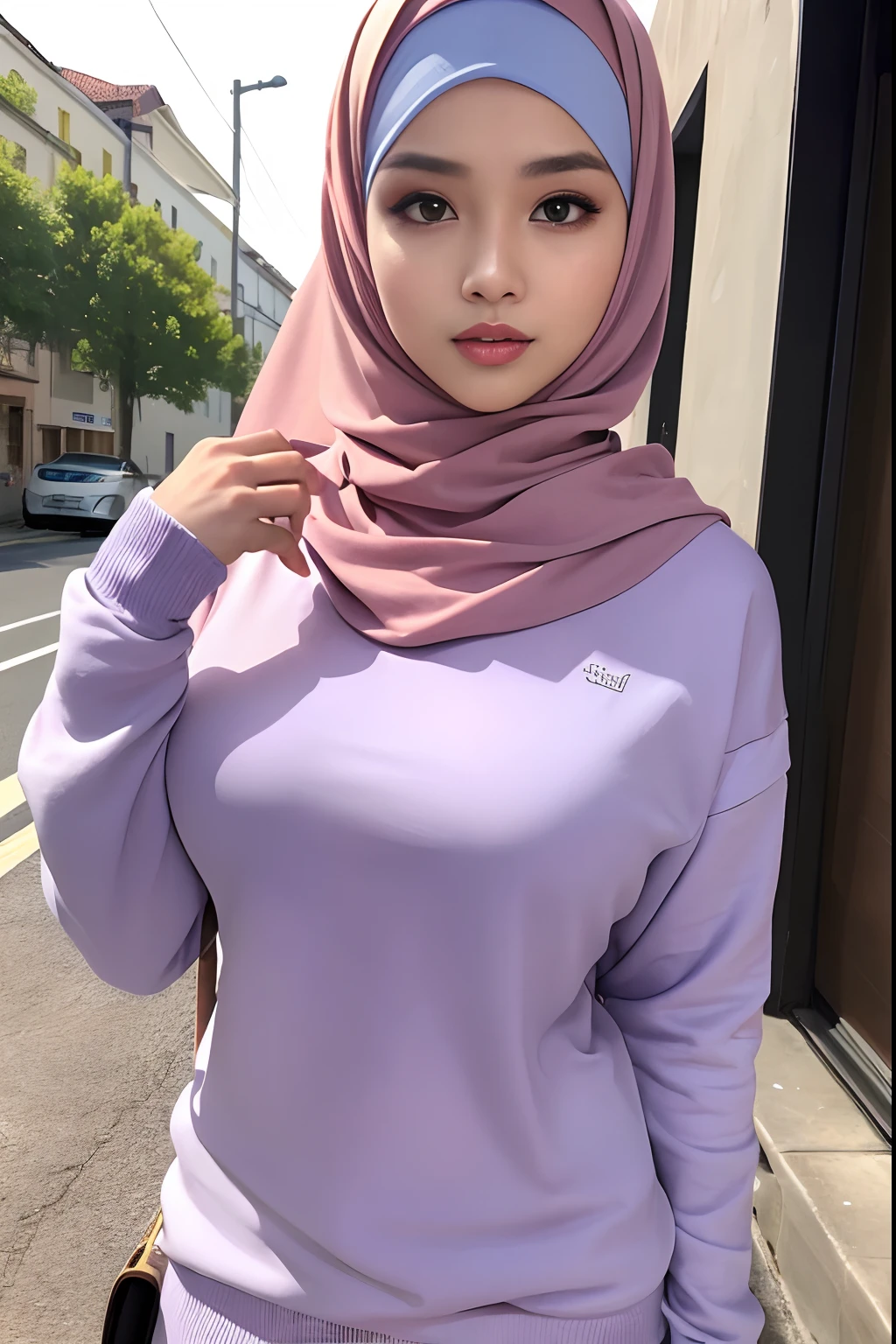 (Masterpiece, Best quality), beautiful woman, Detailed long-sleeved blouse, Wearing the hijab on the head, pantalon jeans moulant un cul parfait visage parfait, beau visage, Attirant, De grands yeux magnifiques, ouvrir bouche, contenu, Corps slim fit parfait, (outdoor), Rues de la ville, New York, couleurs vives, lui tourna le dos pour montrer ses fesses, se penche en avant, Turn your head towards the camera, regard coquin, cul parfait, montre son cul, (Masterpiece, Best quality), beautiful woman, Detailed long-sleeved blouse, Wearing the hijab on the head, pantalon jeans moulant un cul parfait visage parfait, beau visage, Attirant, De grands yeux magnifiques, ouvrir bouche, contenu, Corps slim fit parfait, (outdoor), Rues de la ville, New York, couleurs vives, lui tourna le dos pour montrer ses fesses, se penche en avant, Turn your head towards the camera, regard coquin, cul parfait