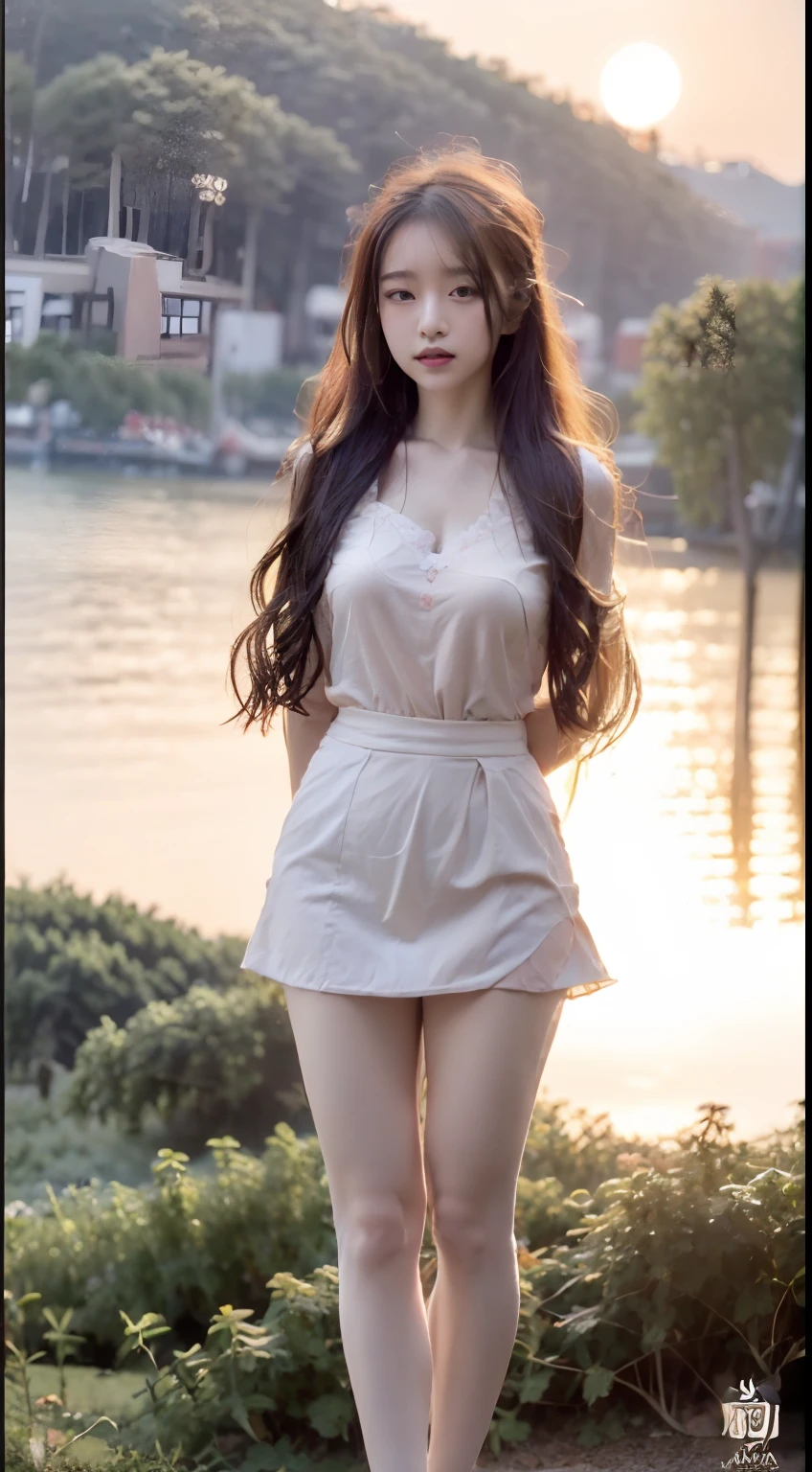 top-quality、masterpiece、超A high resolution、Full body portrait、(Photorealsitic:1.4)、Raw foto、One lady、Detailed facial texture、a miniskirt