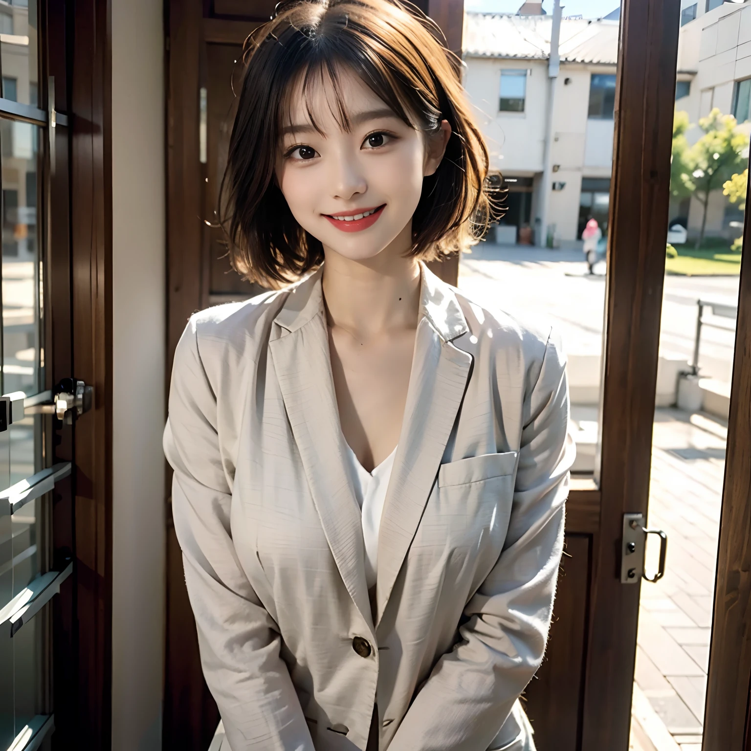 short-hair,suits,A smile,woman,nudde