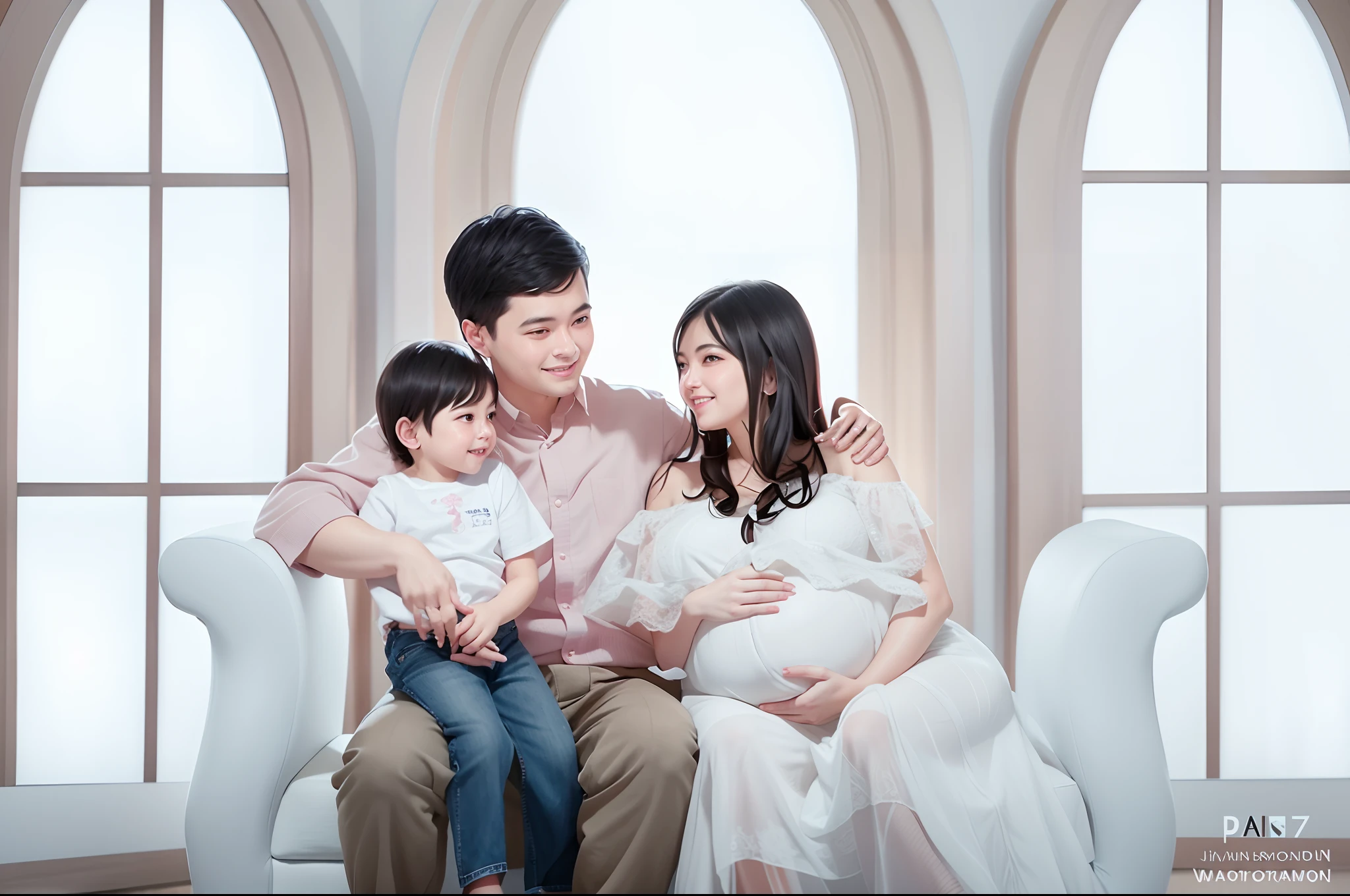Man and woman holding a baby on the bed, home photography portrait, caring fatherly wide forehead, husband wife and son, Happy family, Family photography, Portrait image, maternal photography 4 k, jinyiwei, photoshoot, Family, lifestyle, photographed, high quality portrait, Photo portrait, Photo session, Profile image