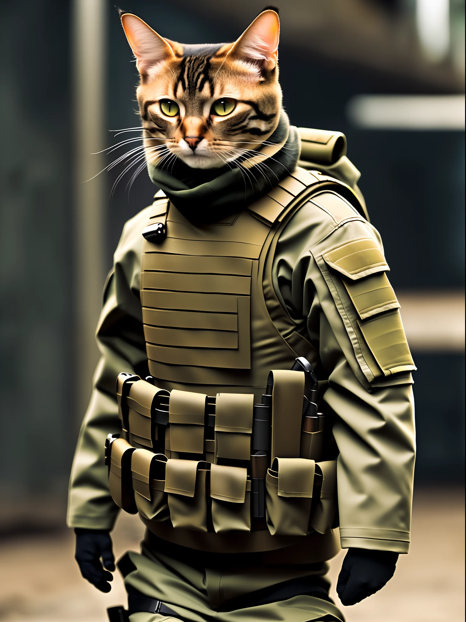 Cats in military uniform, armored cat, Cat Warrior, preparing to fight, Assassin Cat, awesome cat, soldier, catss, heavy_1 , fashion magazine, smooth, Sharp focus, 8 k'',