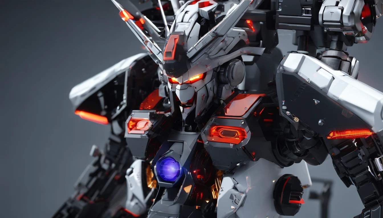 Gundam Mech , Science fiction, Front view, sense of science and technology, C4D, OC renderer, illusory engine, High detail, industrial design, 8K HD, Studio light, Retro