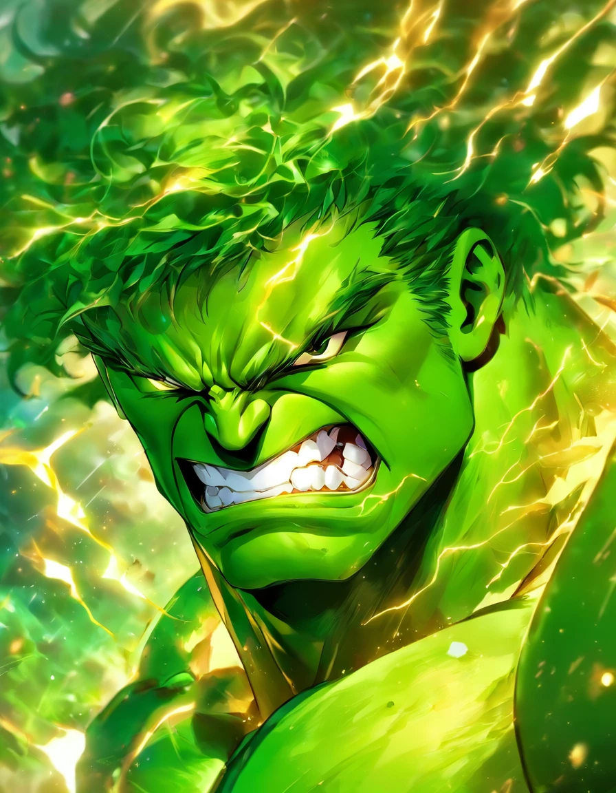 /imagine prompt: Hulk's head,Taurus Golden Saint Seiya body,Full body photo,16k, k hd:: --v 5