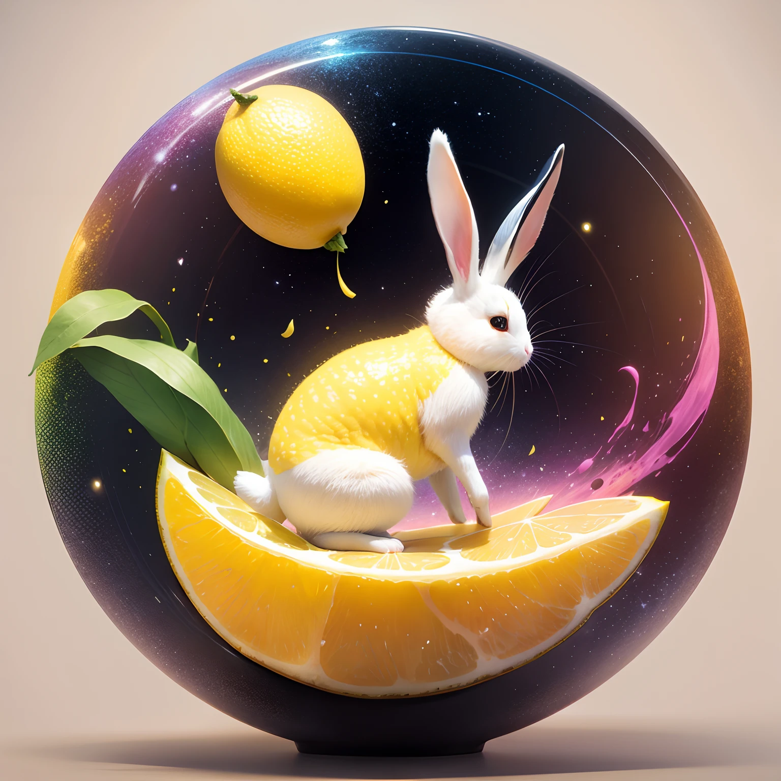 bunny rabbit　Floating lemon　Colorful Universe