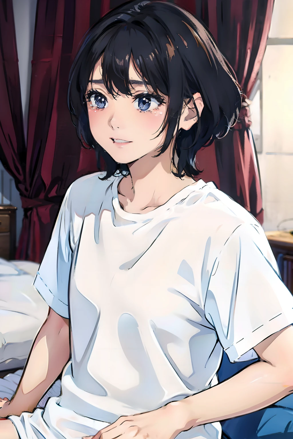 tears Plain Y-shirt a bed