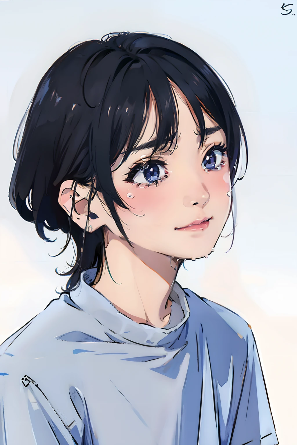 Si-S- Crying face Plain Y-shirt