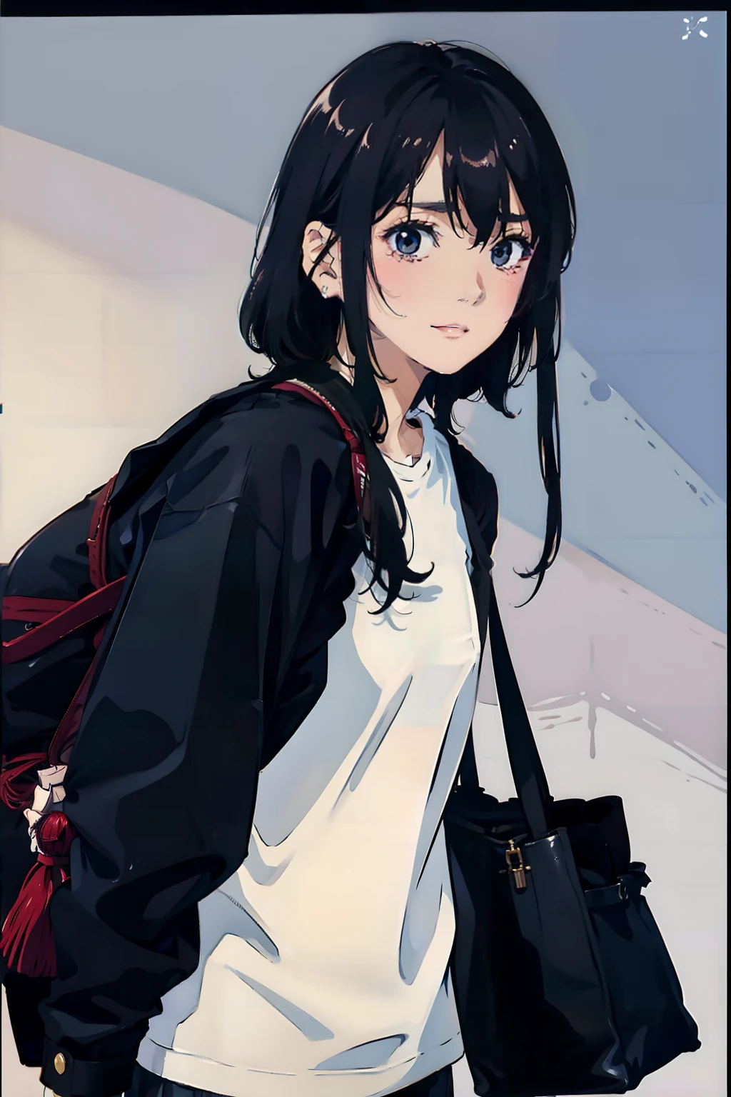 tears Plain Y-shirt Black G-Pan Big bag walk across TOKYOcty