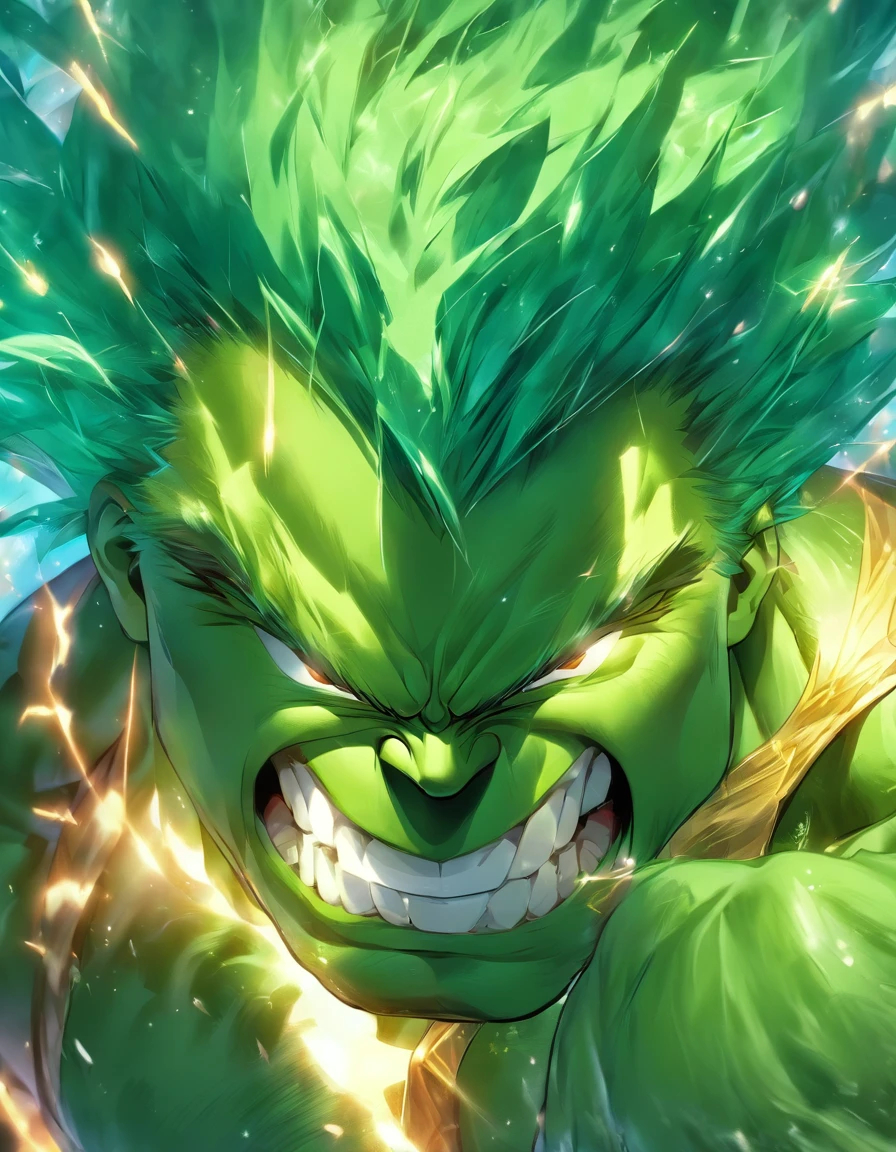 A combination of Hulk and Super Saiyan,Faraway view,tmasterpiece,high detal,best qualtiy,A high resolution,16k,in a panoramic view,hyper HD:: --v 5
