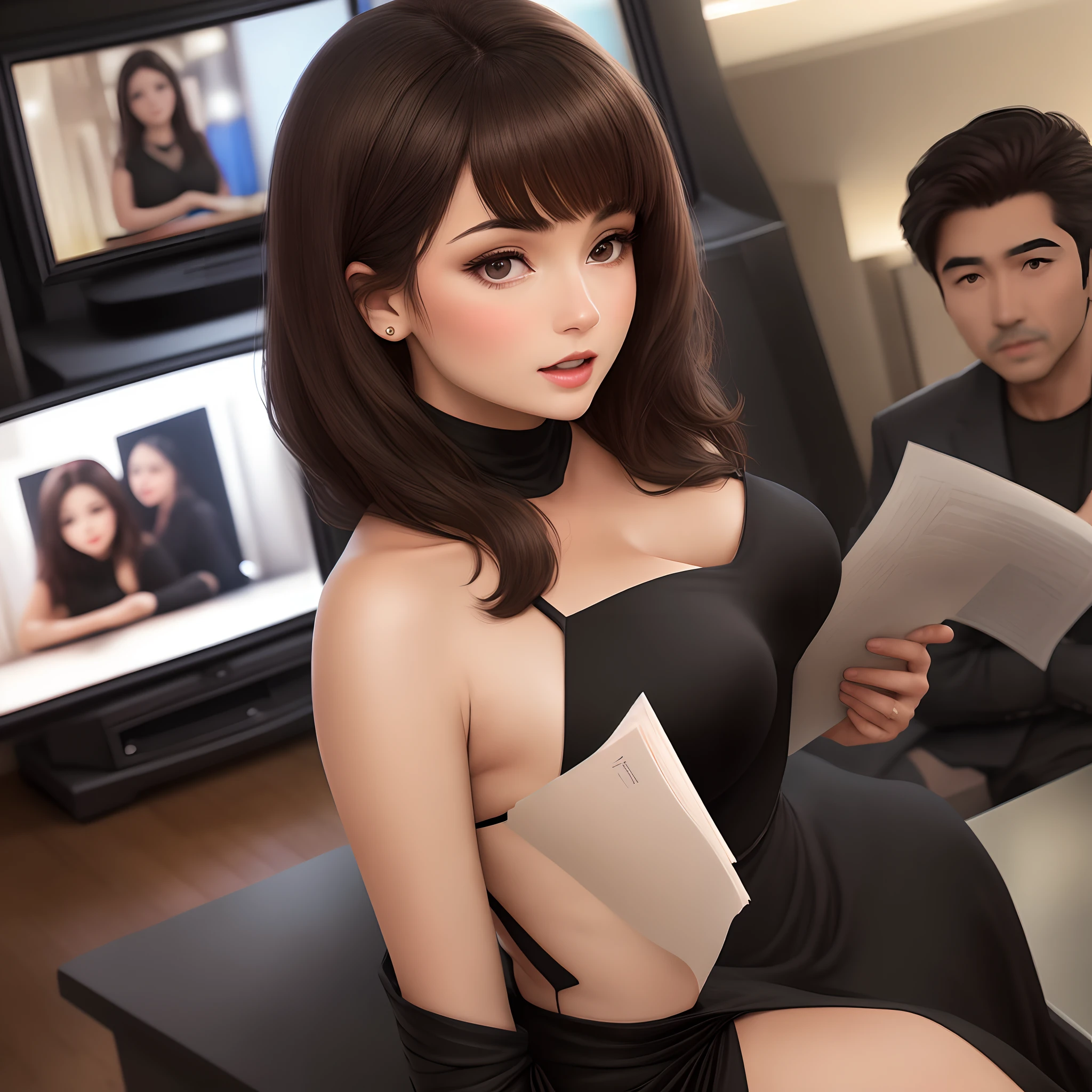 (((33-year-old female teacher、Wearing a white shirt and suit)))、Araphedo image of a woman with long hair , 3 d anime realistic, photorealistic anime girl render, 8K portrait rendering, realistic anime 3 d style, Smooth Anime CG Art, Realistic Anime Women, Realistic、(((A MILF,Sexy Teacher、Eromama , Beautiful wife, ))), photorealistic anime, beautiful realistic face, Hyper realistic anime, Stunning anime face portrait, Realistic beautiful face、(cuddling handjob:1.2),(1girl in),(1boy),(:1.2),Beautiful face, Colossal tits,(White Cam Drip, cum overflow:1.2),Sweaty skin, (((DVR, TV Girls、videos on the monitor、))) , Blushing, (ultra-detailliert),