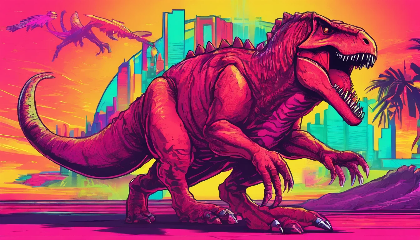 Want a dinosaur,The Tyrannosaurus rex carried a wolf on its shoulders