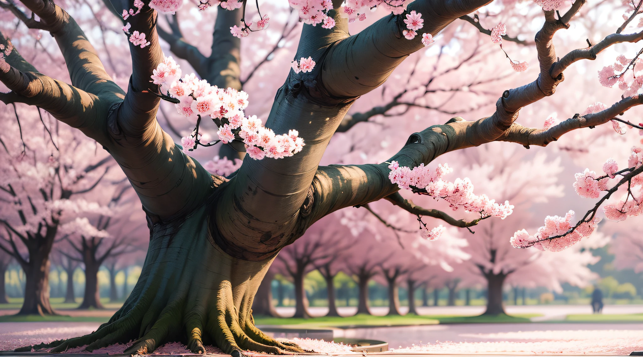 masterpiece、top-quality、An ultra-high picture quality、4K picture quality、Illustration of cherry blossoms in full bloom、large tree、beautiful gradients、Background blur