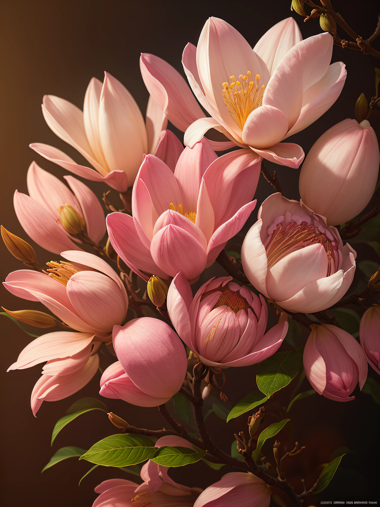 A flower by Casey Weldon, Olga Kvasha, Miho Hirano, hyperdetailed intricately detailed gothic art trending on Artstation triadic colors Unreal Engine 5 detailed matte painting, deep color, fantastical, intricate detail, splash screen, complementary colors, fantasy concept art, 8k resolution, gothic deviantart masterpiece, (dark shot:0.9), art by greg rutkowski and artgerm, soft cinematic light, adobe lightroom, photolab, hdr, intricate, highly detailed, magnolia