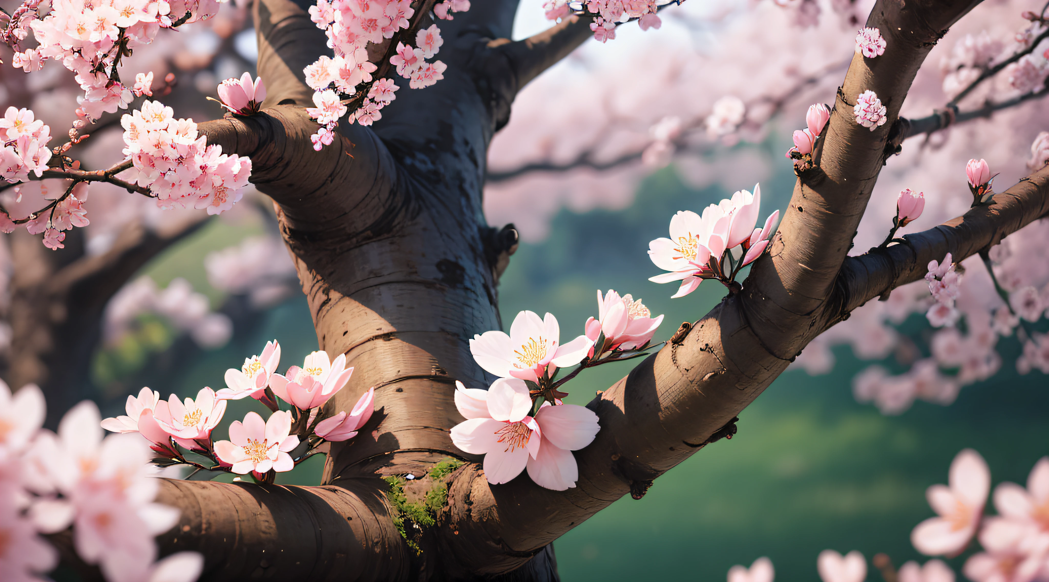 masterpiece、top-quality、An ultra-high picture quality、4K picture quality、Illustration of cherry blossoms in full bloom、large tree、beautiful gradients、Background blur