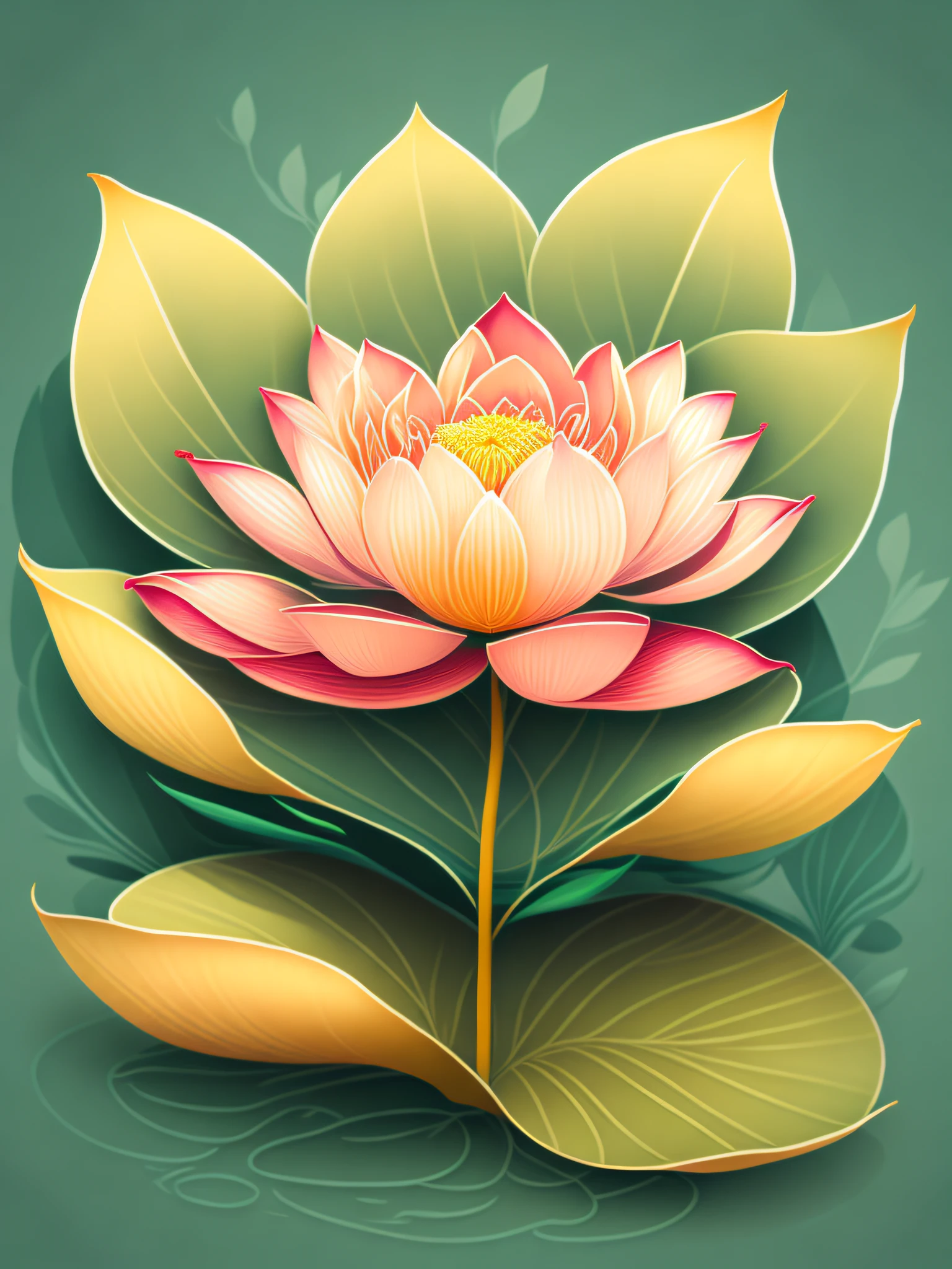 Lotus flower in lotus leaves in summer, t-shirt design, rzminjourney, vector art