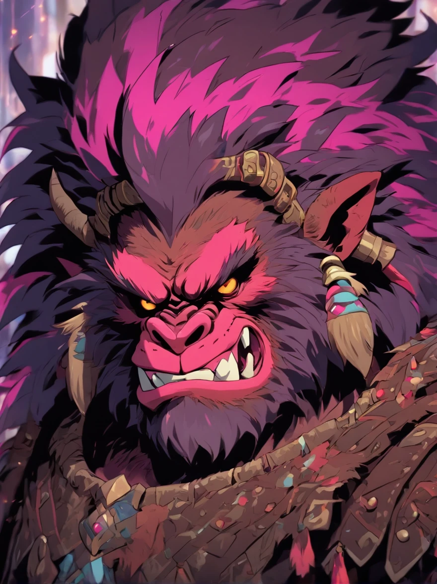 bugbear, Wearing Antecedent's Attire, pink purple fuchsia and black masterpiece, best quality
