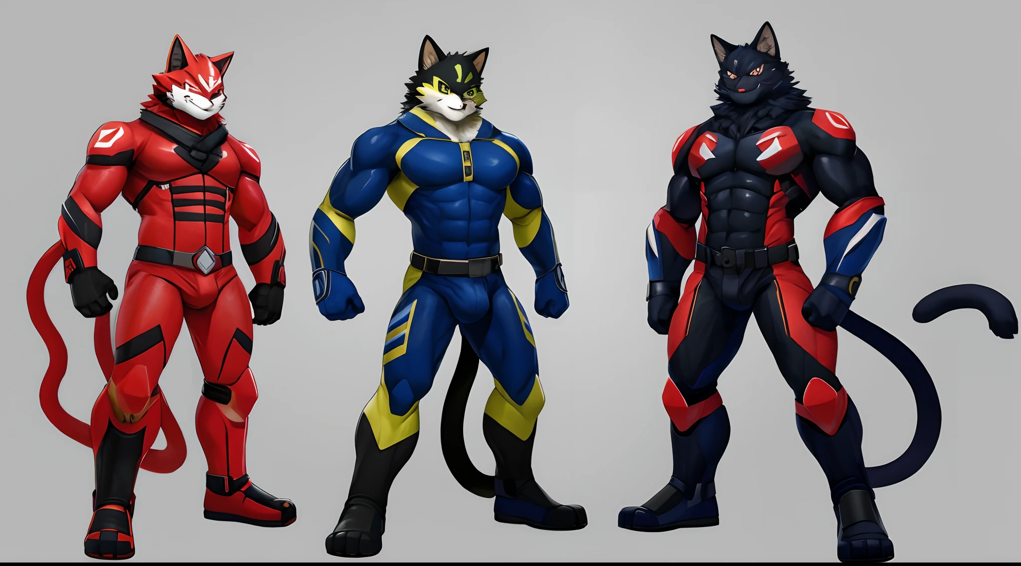 masterpiece, best quality, highres, 1male, brown cat male, standing pose, red tight bodysuit, white gloves, white boots