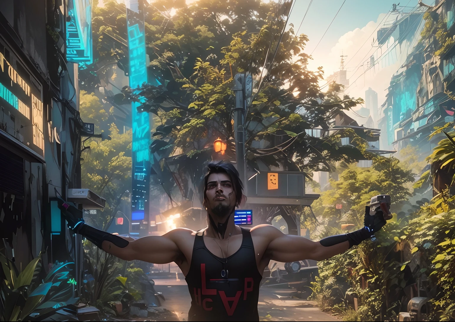 Change background cyberpunk handsome boy, realistic fact, 8k, ultra realistic