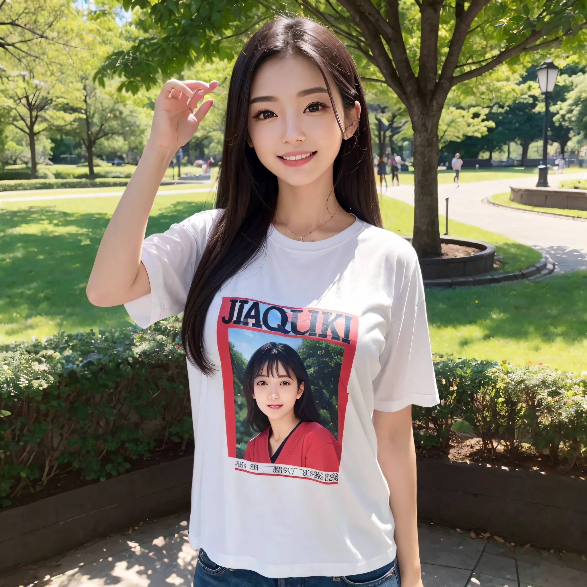 (top-quality、masterpiece)、on a bridge、Various poses、(((be shy)))、NSFW、T-shirts and miniskirts、8K、 1 人、Sit down and read a book、Staring at this、(((Shy laughter)))、First time shooting 、looking at viewert、Wavy、