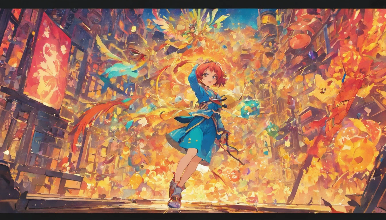Creating an image, which shows the process of creating a picture by a person, bright colours, detailing, Paints, tooling, machinery, A person uses his skills and creativity, create something new and unique.