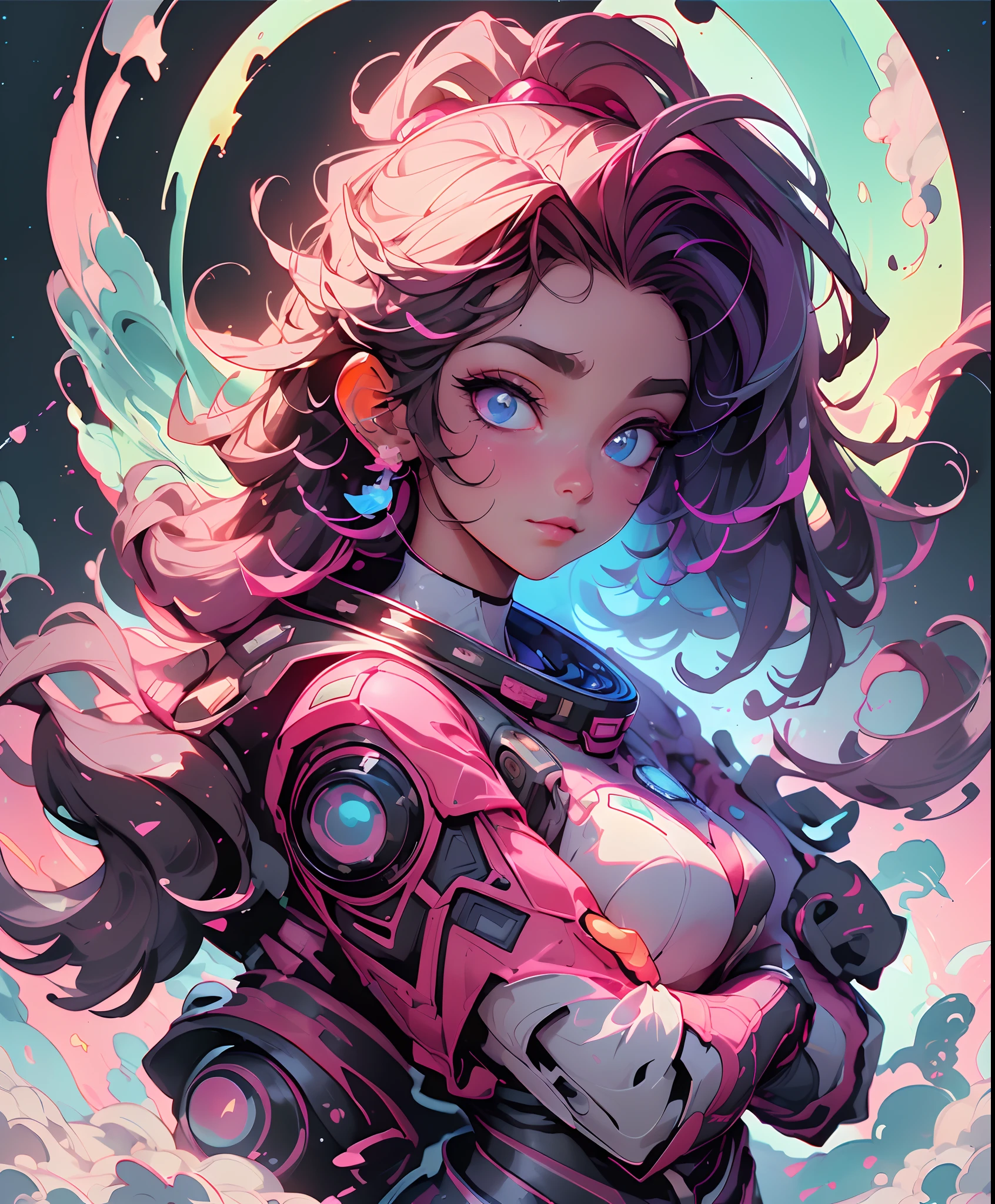 (best quality,4k,8k,highres,masterpiece:1.2),ultra-detailed,(realistic,photorealistic,photo-realistic:1.37),astronaut girl,vaporwave aesthetic,beautiful,detailed eyes,detailed lips,extremely detailed eyes and face,long eyelashes,colorful,smiling,rainbows,pastel colors,glowing lights,neon atmosphere,lush garden background,vibrant atmosphere,retro style,surreal,digital art,80s vibes,aesthetic art,synthetic materials,shiny surfaces,astronaut suit,pink and blue theme,star-filled sky,peaceful,futuristic,calm expression,relaxing environment,vivid colors,soft gradients,dreamy atmosphere,pristine white clouds,fantasy setting,serene gaze,aesthetic composition,ethereal vibes,cosmic energy,expressive colors,perfect lighting,ethereal beauty,amazing art,seamless blend,mesmerizing,eye-catching,alluring,visual delight,transcendent artwork,inspiring creativity.