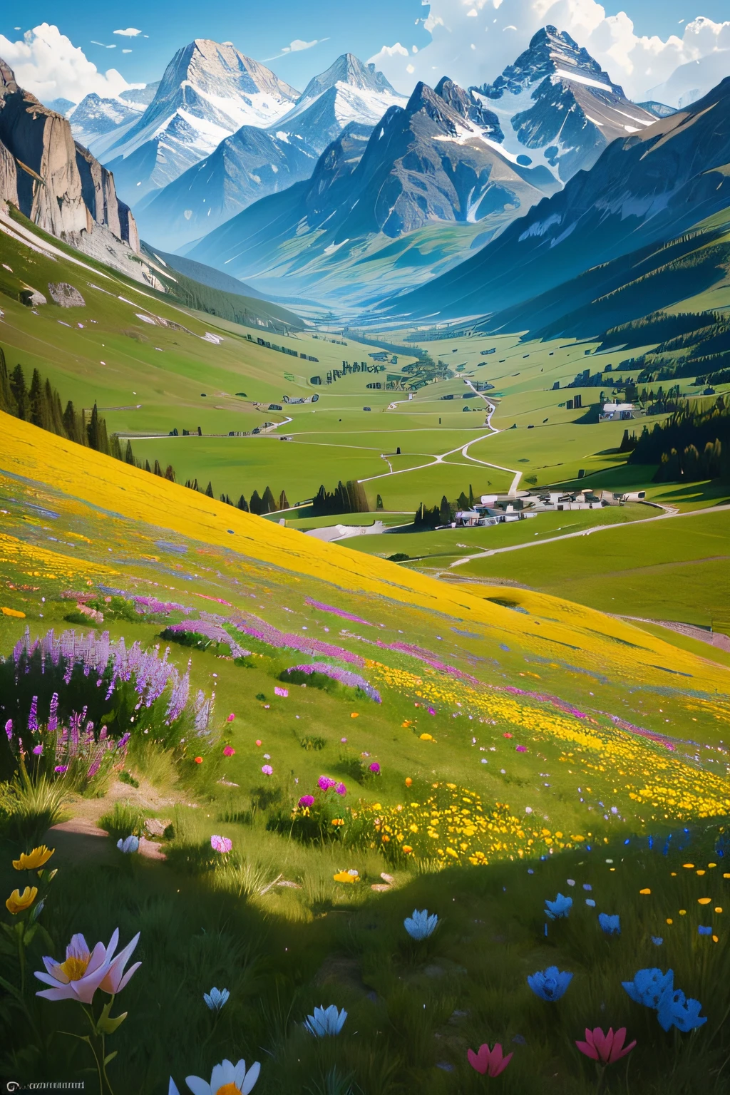 The alpine wild steppe is full of flowers