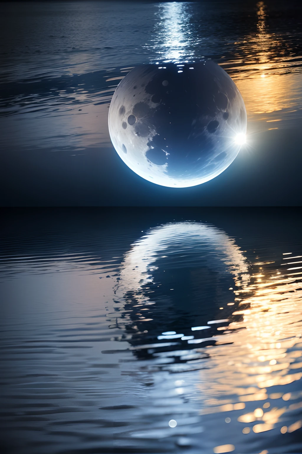 Lunar reflect on water with low light