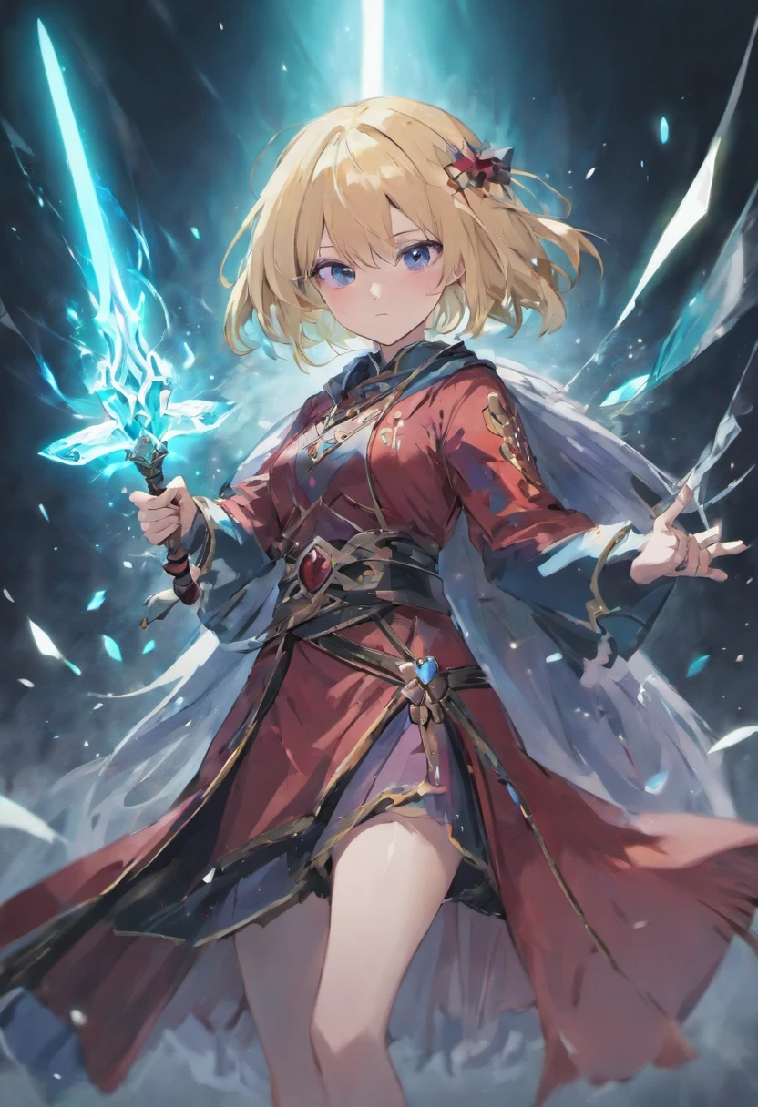 <lora:EPfeCitrinne:0.7>,
EPfeCitrinne,
solo,blonde hair,boots,full body,open mouth,1girl,short hair,book,magic,belt,smile,jewelry,purple eyes,thighhighs,hair ornament,detached sleeves,knee boots,thigh boots,red eyes,pants,teeth,bangs,long sleeves,black footwear,blush,long hair,breasts,leg up,water effects,