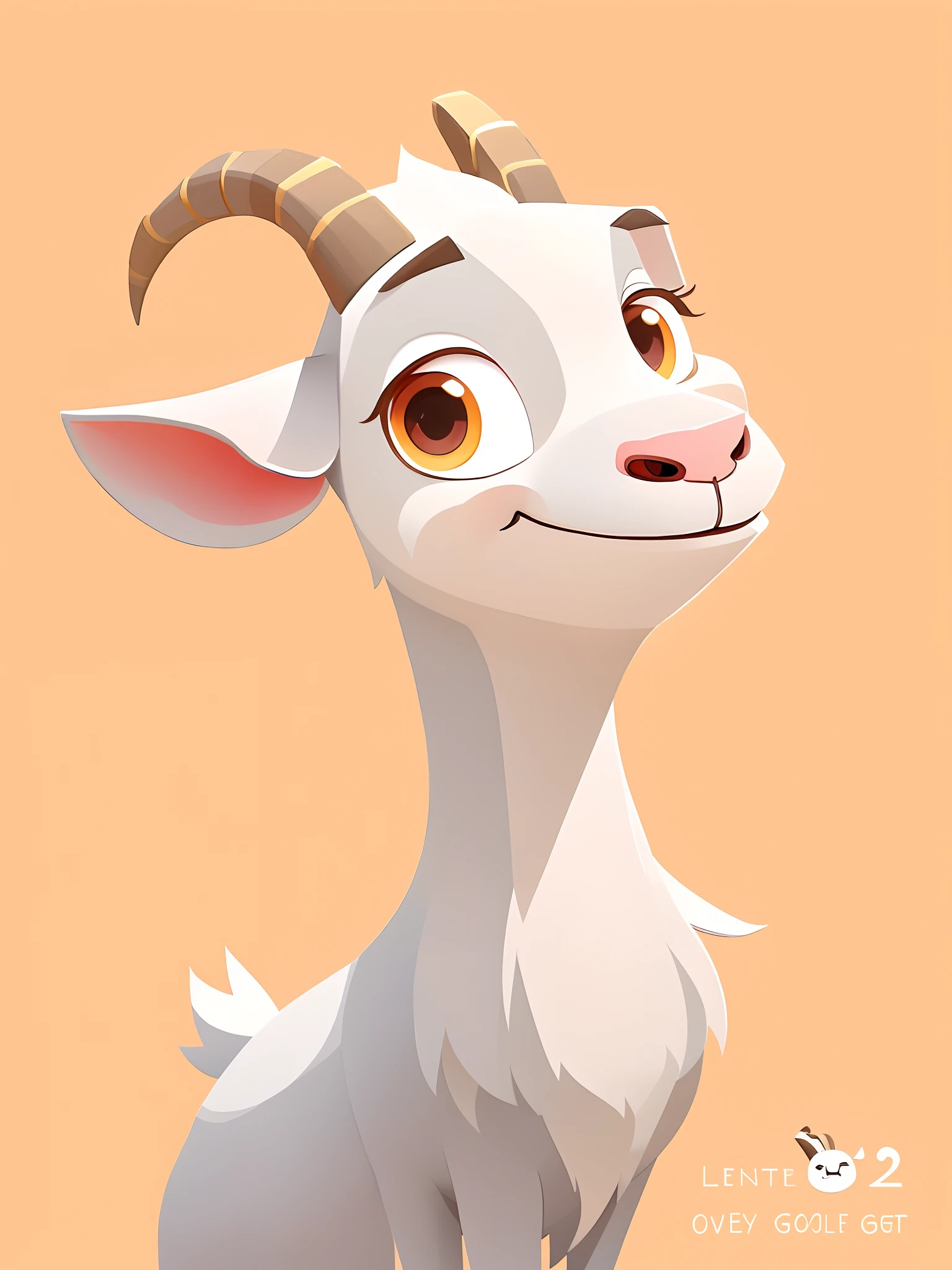 There was a goat smiling and looking into the camera, lovely digital painting, adorable digital art, digital cartoon painting art, Cute detailed digital art, A goat, cartoon digital painting, peter the goat, the devastating wise goat, goat body, 2d digital vector art, 2 d digital vector art, cute horns, pixar cute character design, Animated character design