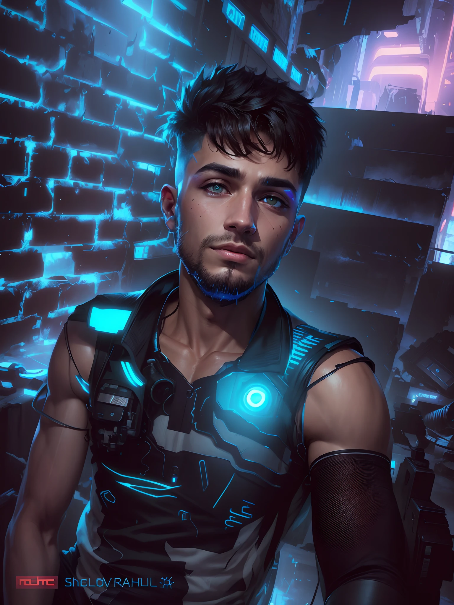 Change background cyberpunk handsome boy .realistic face ,ultra realistic
