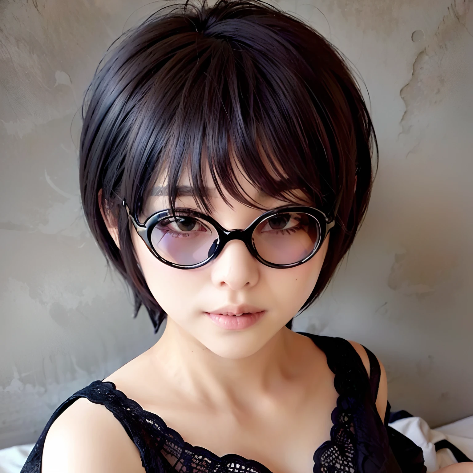 a close up of a woman laying in bed wearing a black lingerie, black blindfold, fantasy blindfold, wearing shiny black goggles, blindfold, blindfolded, seductive anime girl, black eye mask, with black eyeglasses, attractive cat girl, with glasses, 2 b, 2b, black eyepatch, wearing an eyepatch, eyepatch