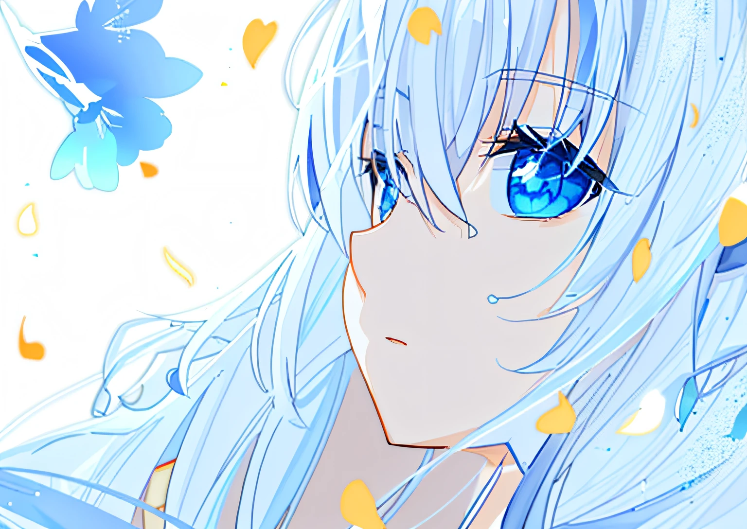 Anime girl with blue eyes and long white hair looking at the camera, Anime wallpaper 4K, Anime wallpaper 4 k, Anime art wallpaper 4k, Anime art wallpaper 4 K, 4K anime wallpaper, 4k manga wallpapers, Anime art wallpaper 8 K, style of anime4 K, Best anime 4k konachan wallpaper, Soft anime illustration