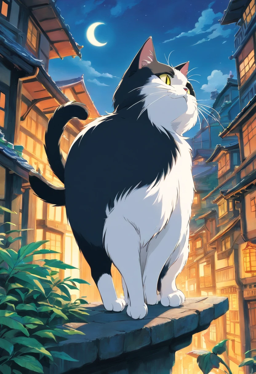 White and black cat