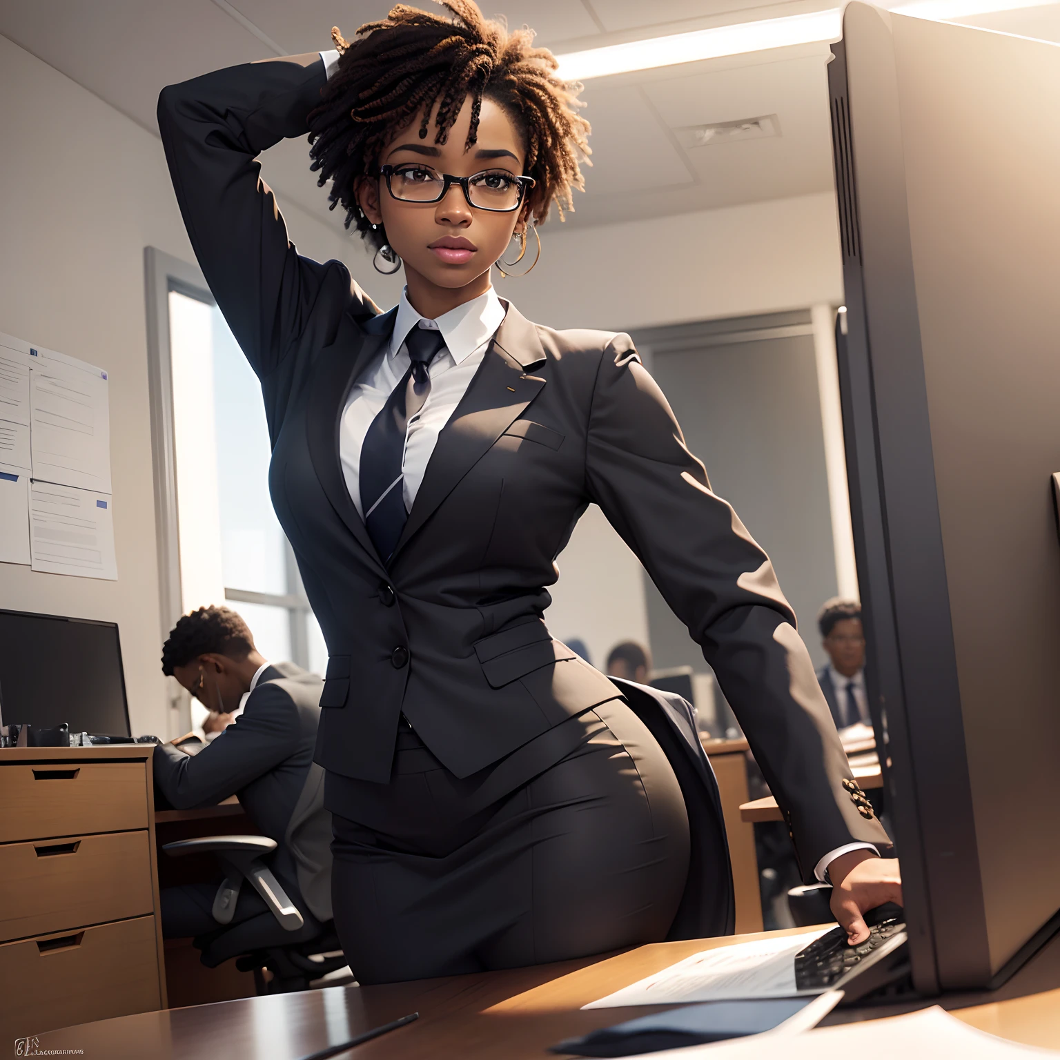 beau, Refined image of a black bureaucrat, assis au bureau. Puis une citation disant "Daylight awakens us to success" et "Bonne semaine de travail" Restrictions
