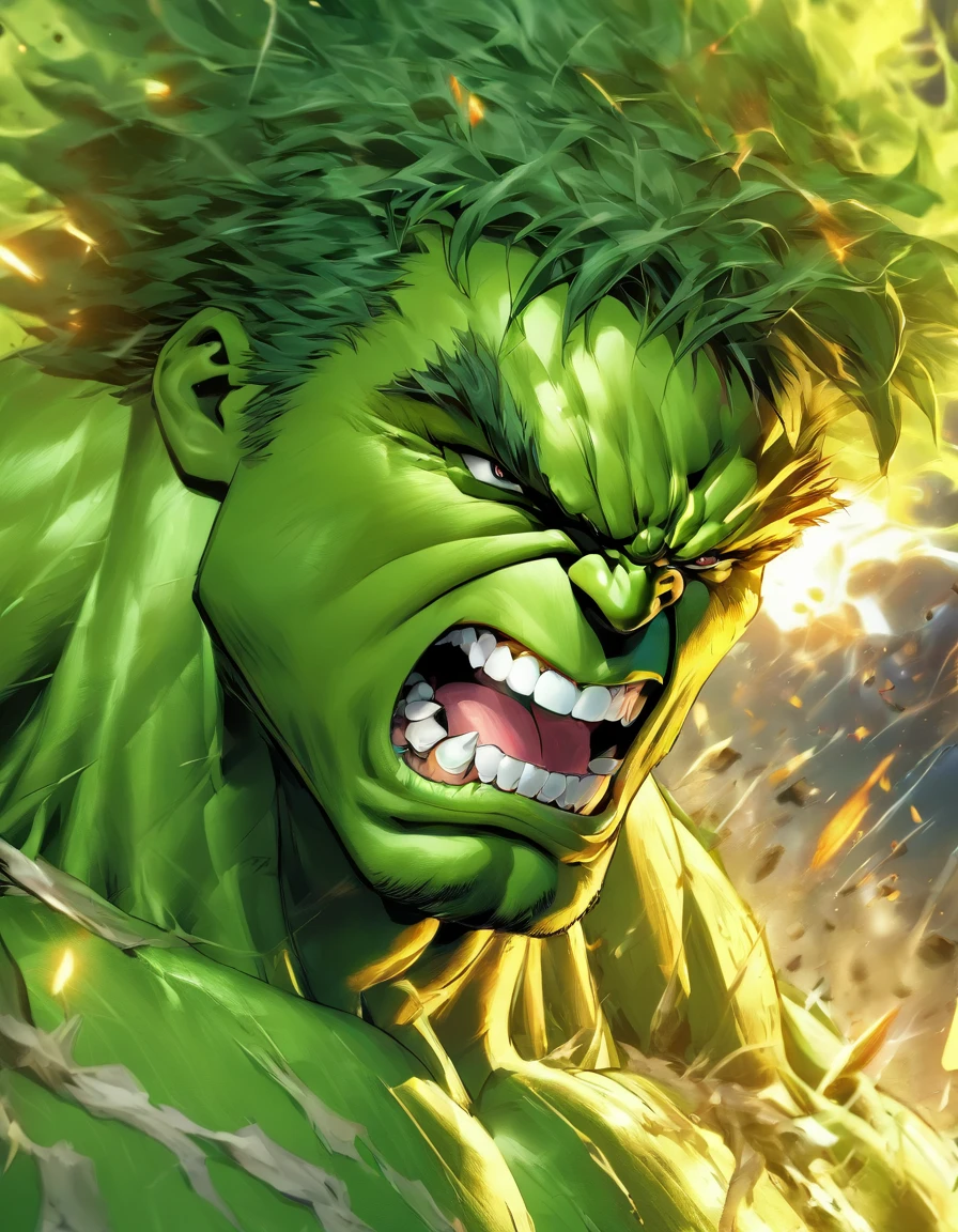 Full body view of the Hulk and Super Saiyan combo,tmasterpiece,high detal,best qualtiy,A high resolution,16k,in a panoramic view,hyper HD:: --v 5