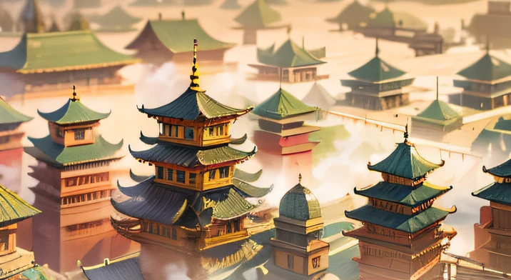 Dougong mortise and tenon structure city，duel，A large number of people were watching，,morningglow，People come and go in the city, animation, Technology development，tmasterpiece, Better quality, Still photography, Fantasy fairy tale international prosperity ancient temple，The ancient temple complex has a large number of Confucian mortise and tenon、Mortise and tenon structure，A huge bronze bell flies over the top of the mountain，Visibility is particularly high，depth of fields, thin fog，Smoke billowed out，Telephoto lens for long-range shooting，Bucket arch mortise and tenon structure，Inverted building，unfathomed，People come and go in the city，Something went wrong，Telephoto lens for long-range shooting，Bucket arch mortise and tenon structure，Inverted building，unfathomed