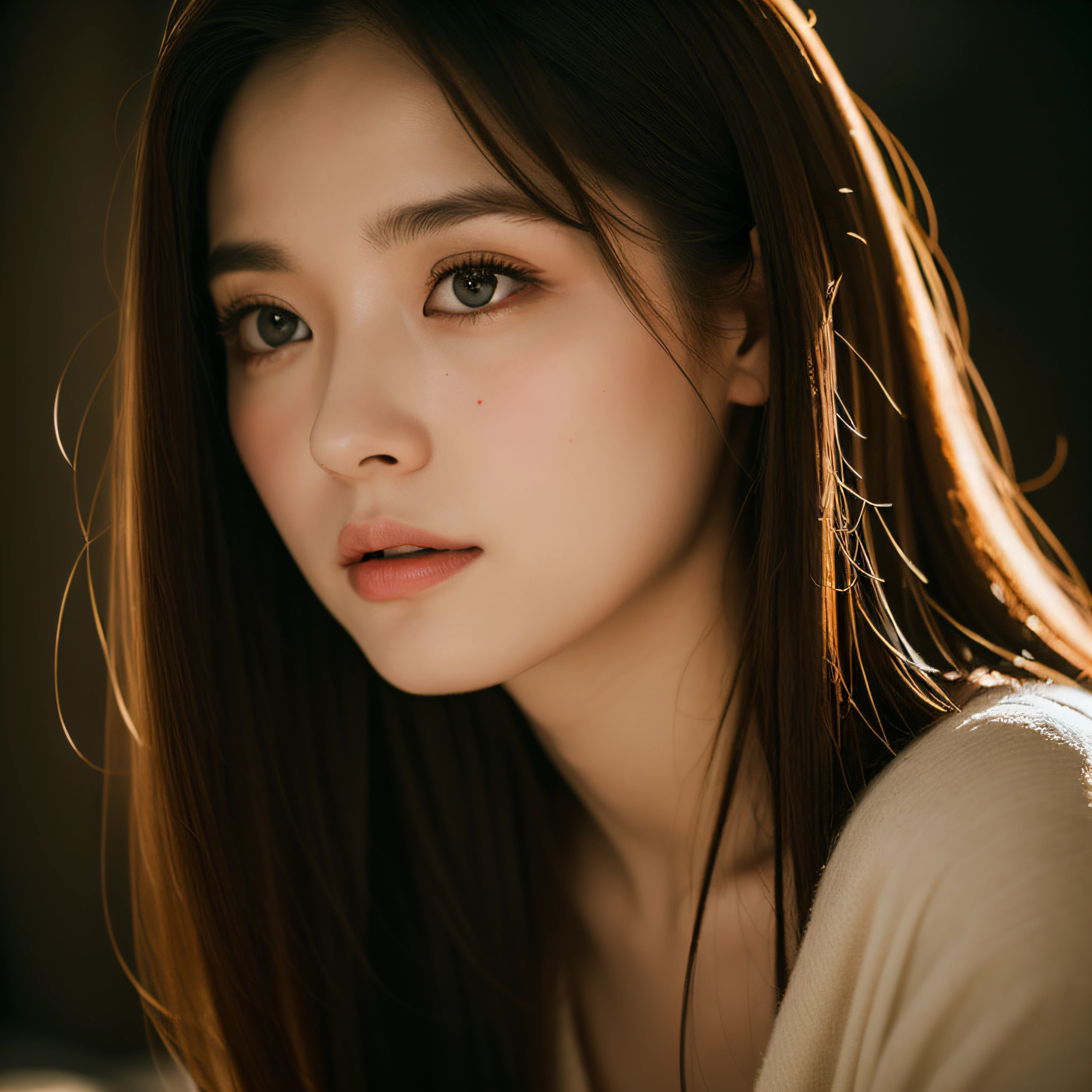 (Raw photo, Best Quality), (Realistic, photographrealistic: 1.3), Best Quality, Highly detailed, masutepiece, Hyper-detailing, Illustration, 1 girl, Paintings and foreheads, The upper part of the body_Body, Dynamic Angle, world masterpiece theater, Messy_long_hair, Best Quality, extremely detailed CG unified 8k wallpaper, inky, amazing, Cinematic lighting, lens_f lare,dunhuang_Style