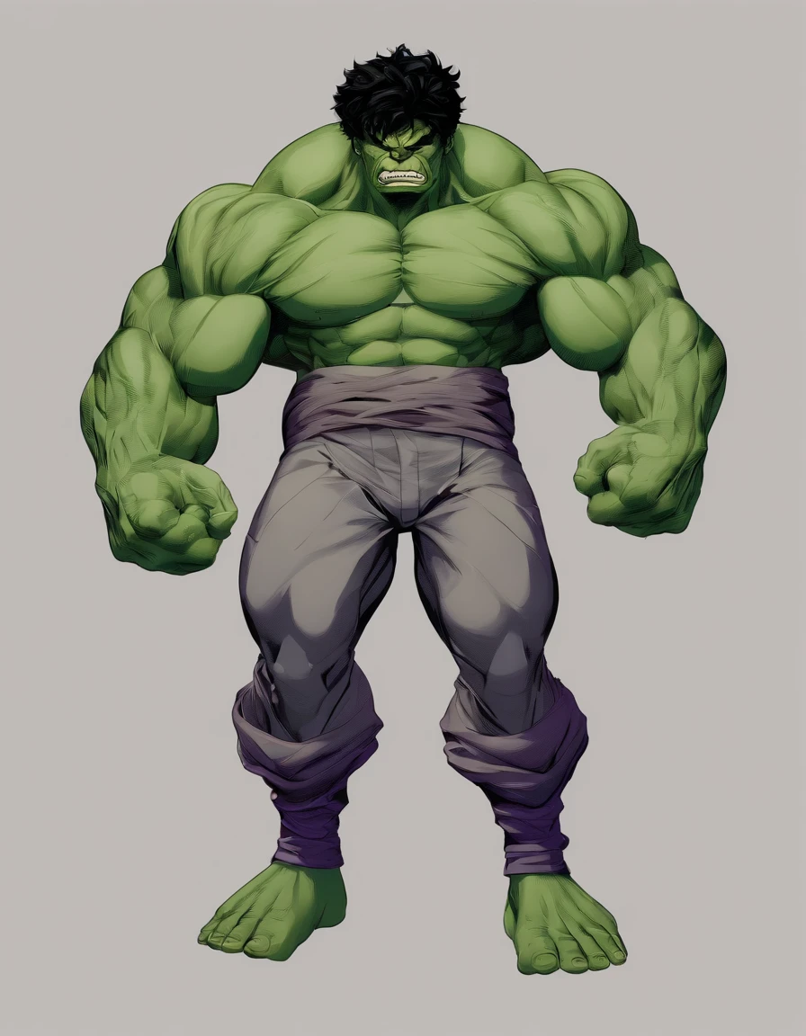 Full body view of the Hulk and Super Saiyan combo,tmasterpiece,high detal,best qualtiy,A high resolution,16k,in a panoramic view,hyper HD:: --v 5