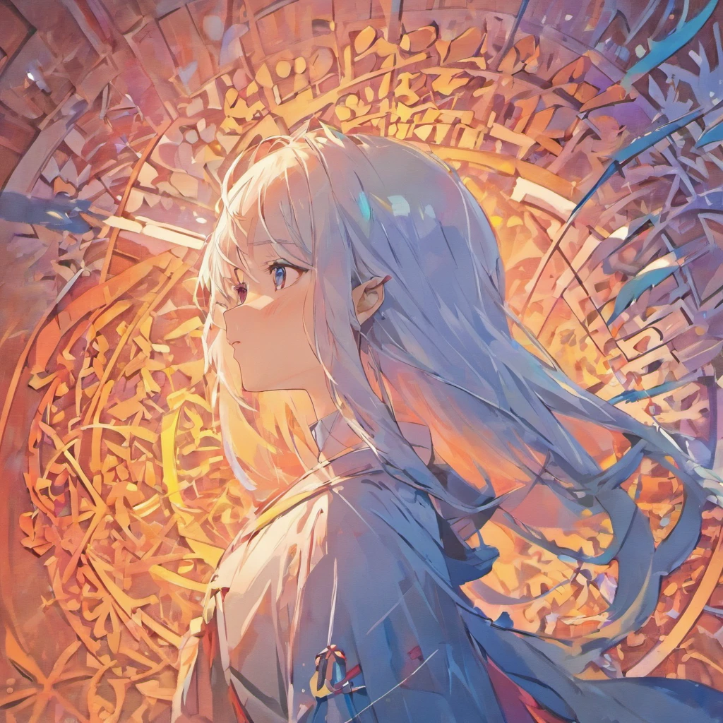 (White background:1.4),(Silhouette of a girl's head, Eyes closed, Colorful long hair, Oriental elements),(Chinese Illustration:1.3,paper art:1.3, Quilted Paper Art:1.2),( Reasonable design, Clear lines, High Sharpness,Best Quality, Very detailed, masutepiece, Movie Light Effects, 4K )