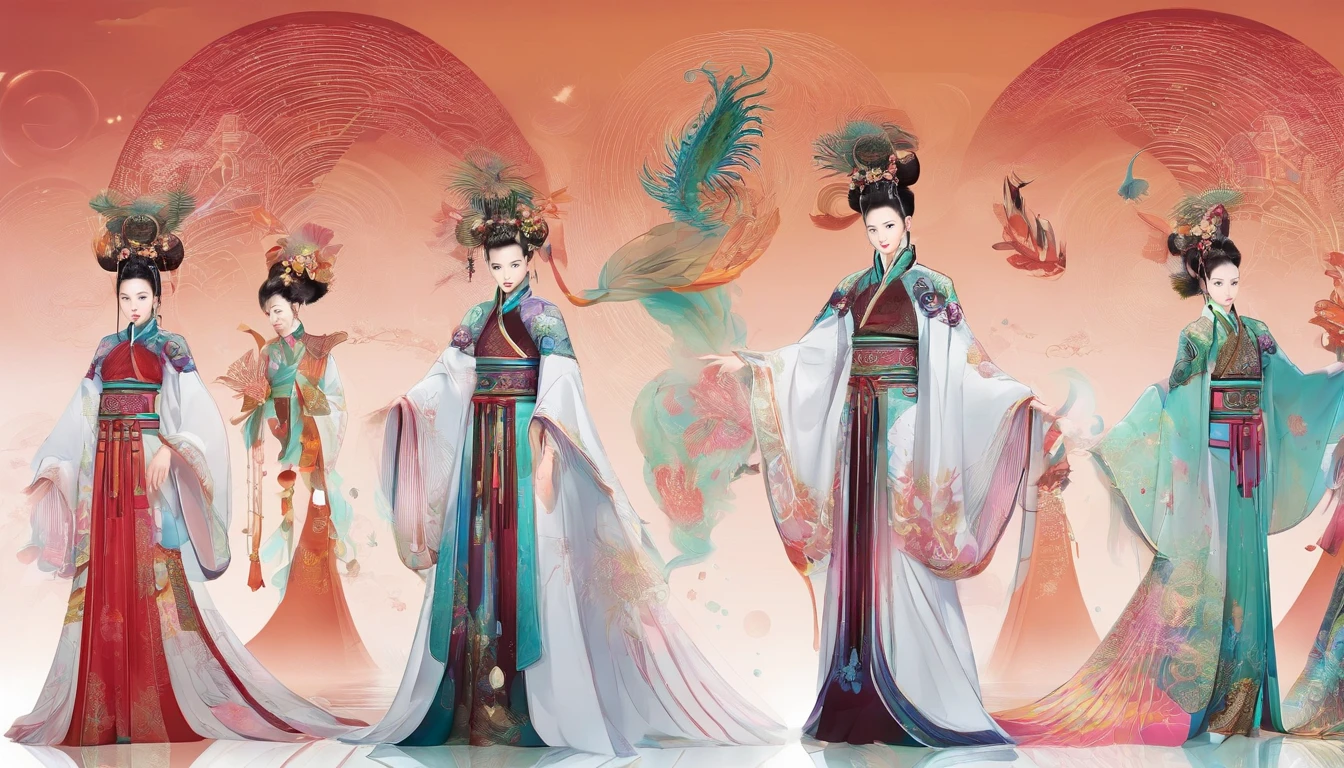 Chinese Tang Dynasty clothing,With peacock feather elements