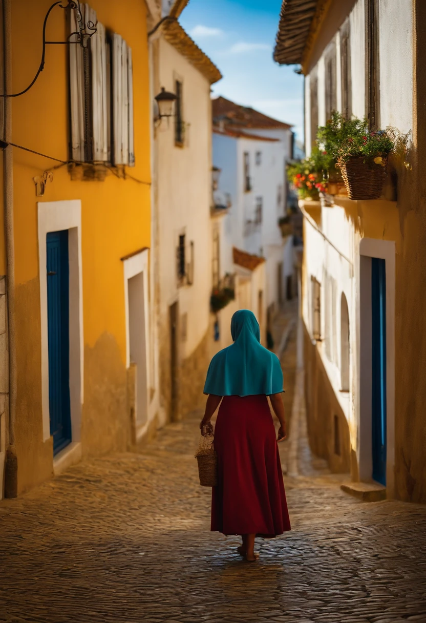 The small village of Nazaré comes to life, with its cobblestone streets and modest houses, typical of the time in which the Virgin Mary lived. Maria, a humble young woman, wears a simple cloak as she carries out her daily tasks, such as washing clothes. Your expression reflects your dedication and kindness.