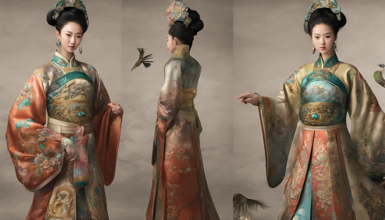 Chinese Tang Dynasty clothing，With peacock feather elements