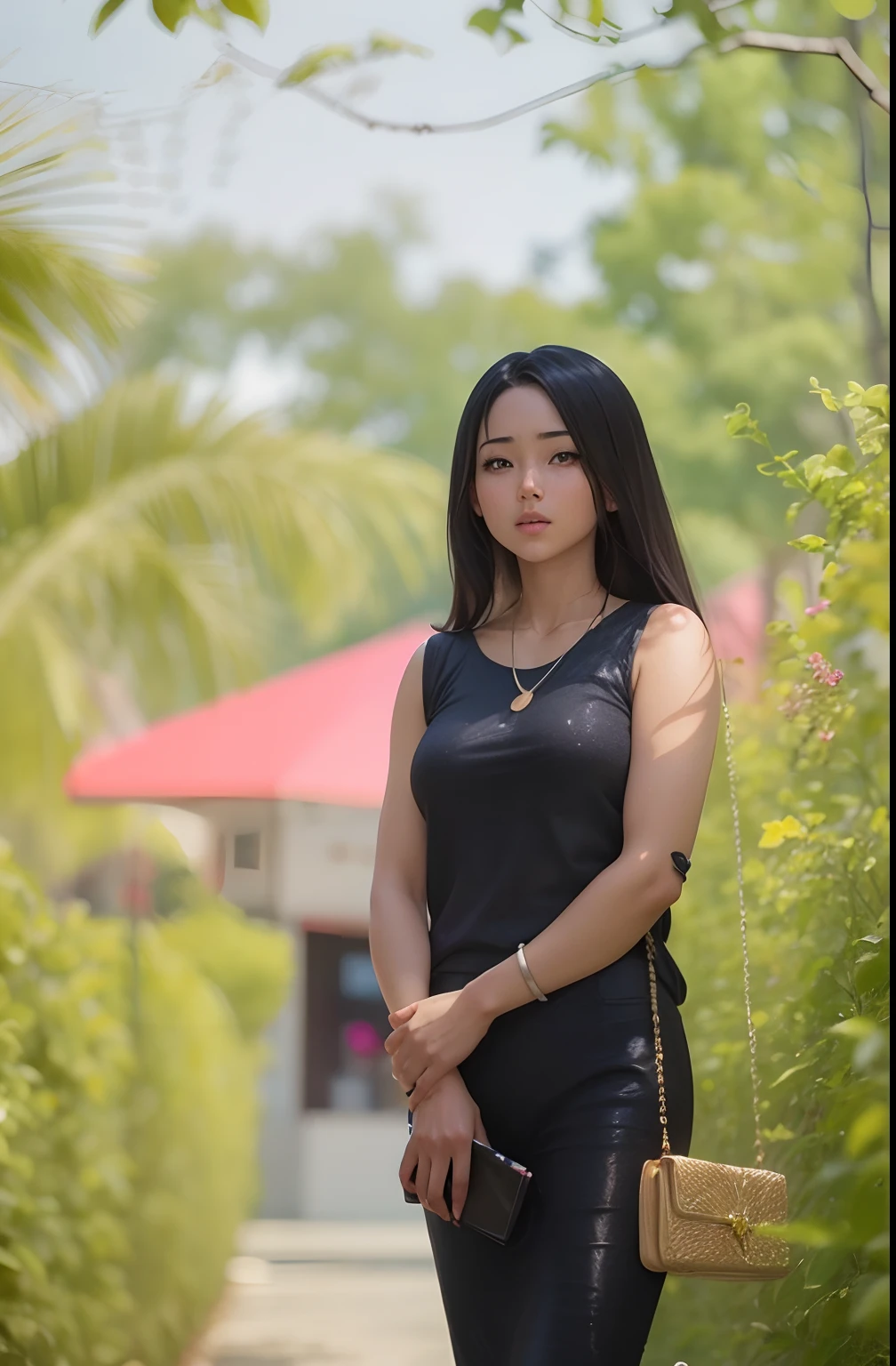 Cute realistic anime,smooth skin,medium size boobs,